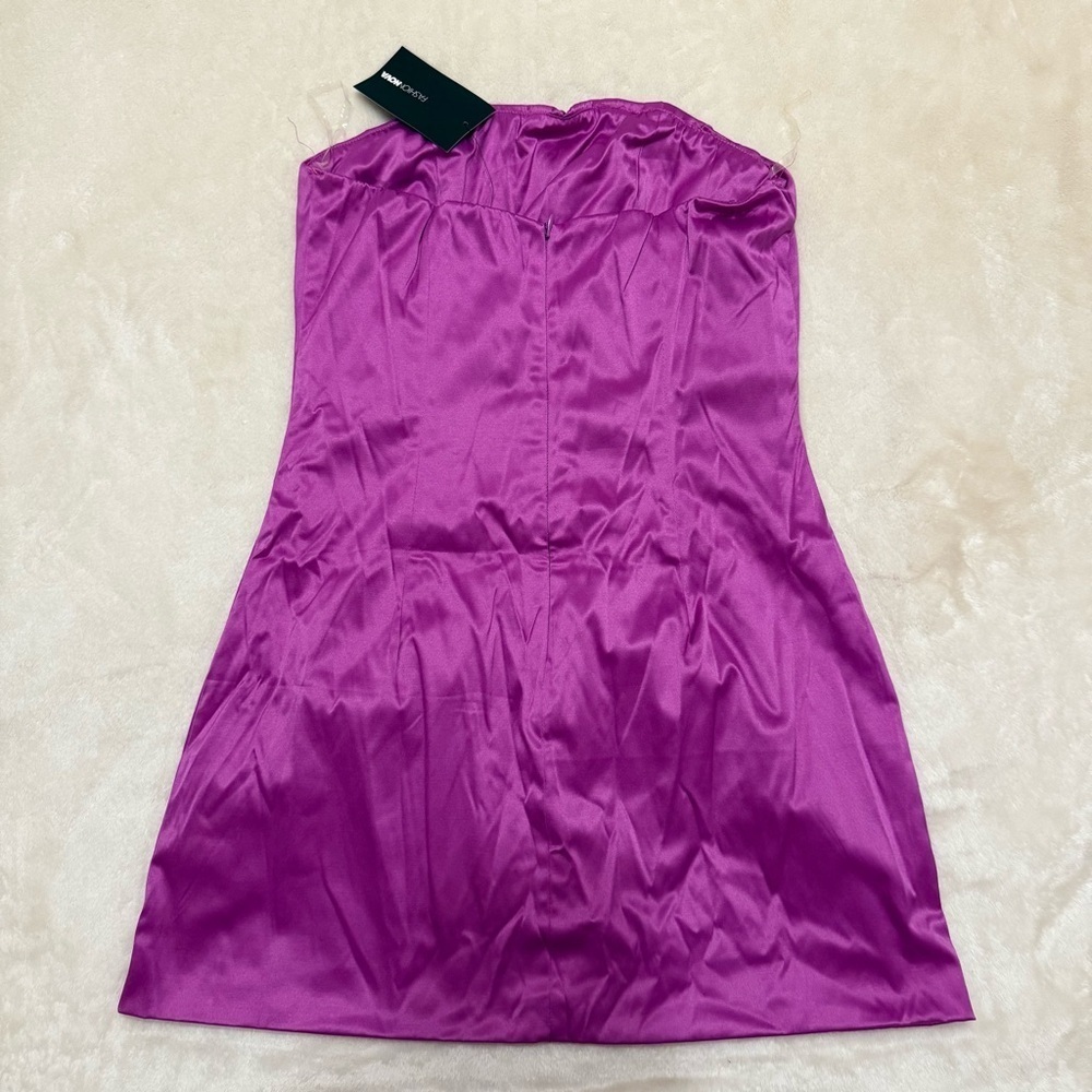 Fashion Nova Strapless Fuchsia Dress Medium Serena Satin Dress - Picture 2 of 3